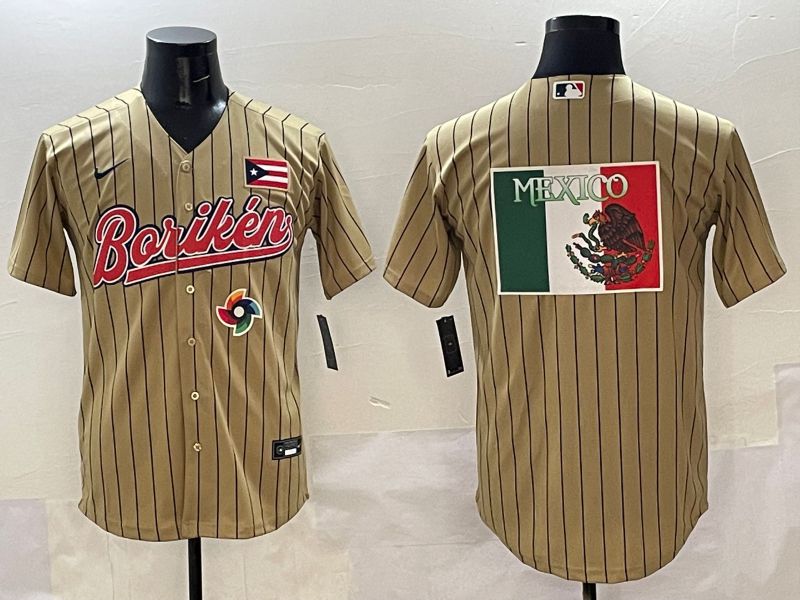 Men Puerto Rico Blank Brown Stripe Joint Name 2025 Nike MLB Jersey style 10